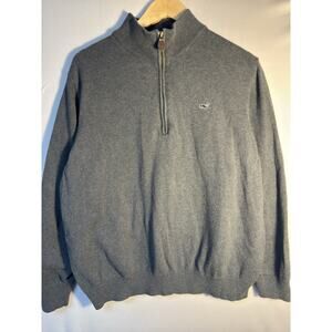 Vineyard Vines 1/4 Zip Pullover Sweater Gray Cotton Men’s Large